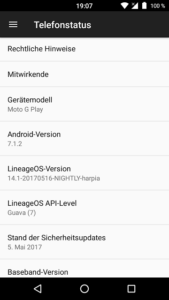 LineageOS auf einem Moto G4 Play